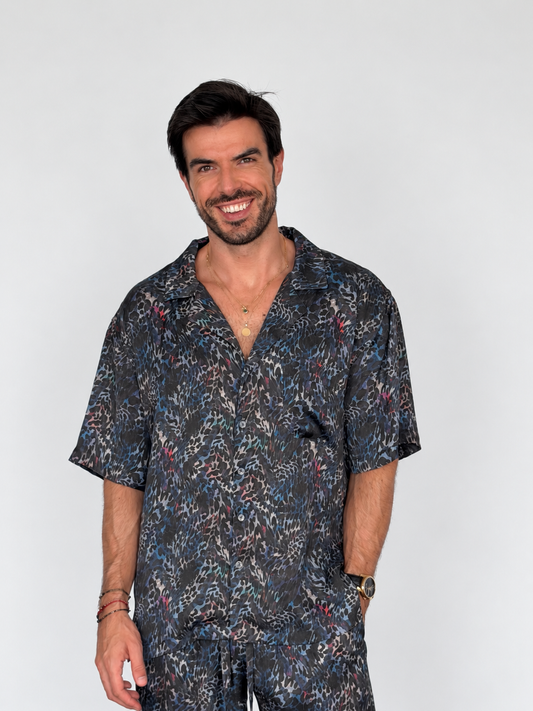 BLUE ANIMAL PRINT SILK Set for Men / Party Pajama PRE SALE