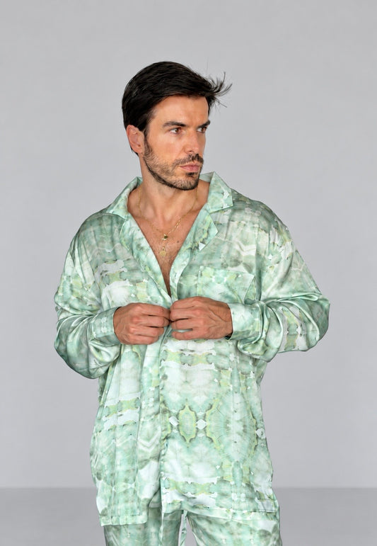 GREEN Tie Die SILK Set for Men/ Party Pajama - PRE SALE