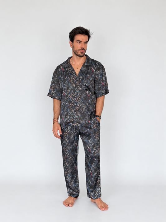 BLUE ANIMAL PRINT SILK Set for Men / Party Pajama PRE SALE