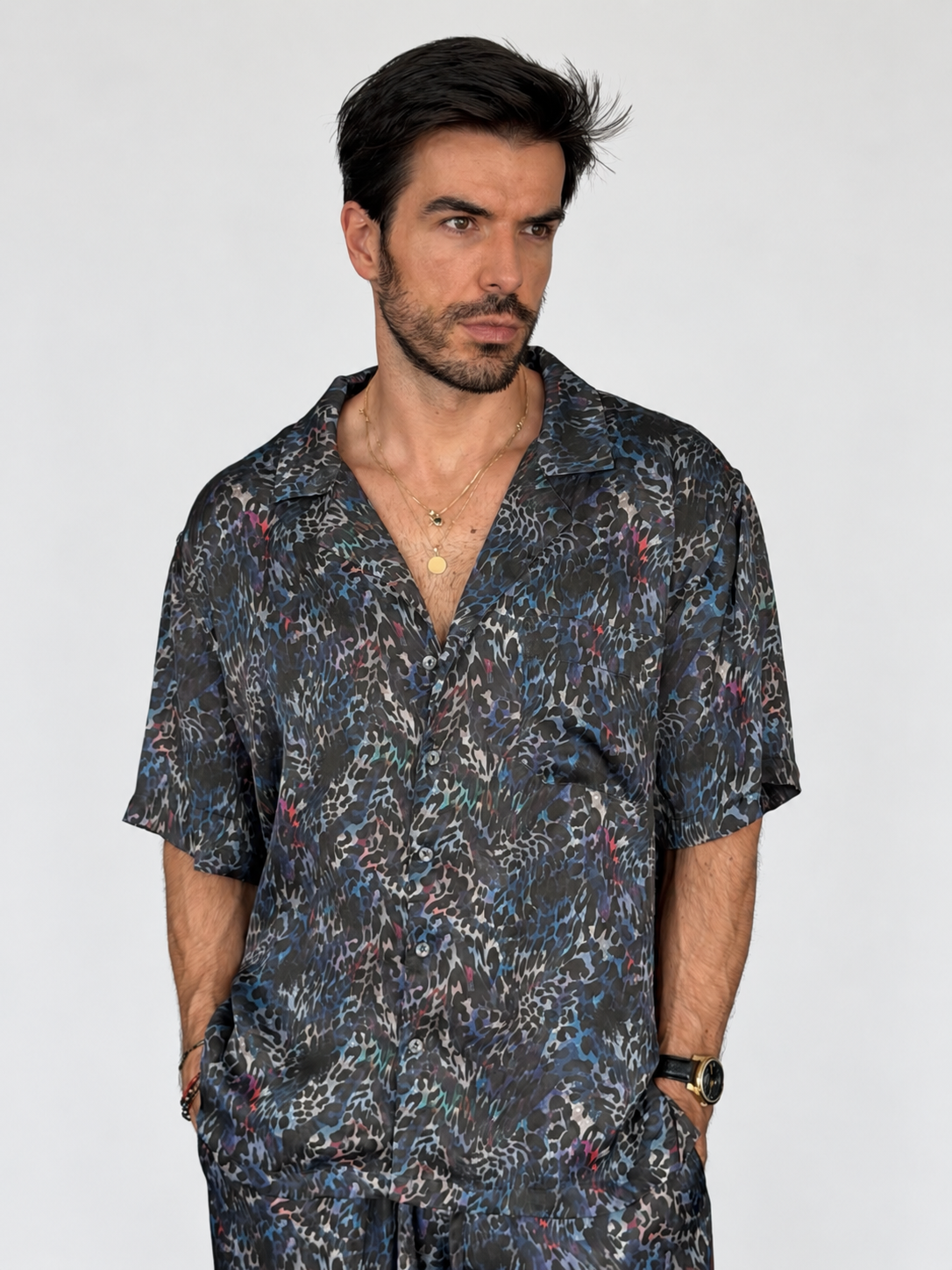 BLUE ANIMAL PRINT SILK Set for Men / Party Pajama PRE SALE