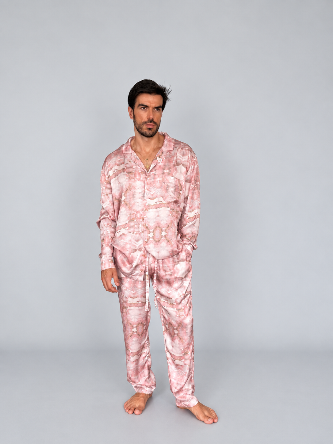 PEACH Tie Die SILK Set for Men / Party Pajama - PRE SALE