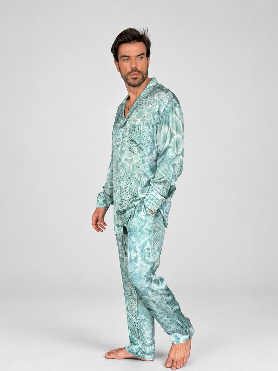 GREEN MANDALA SILK Set for Men/ Party Pajama - PRE SALE