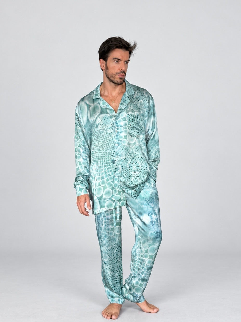 GREEN MANDALA SILK Set for Men/ Party Pajama - PRE SALE