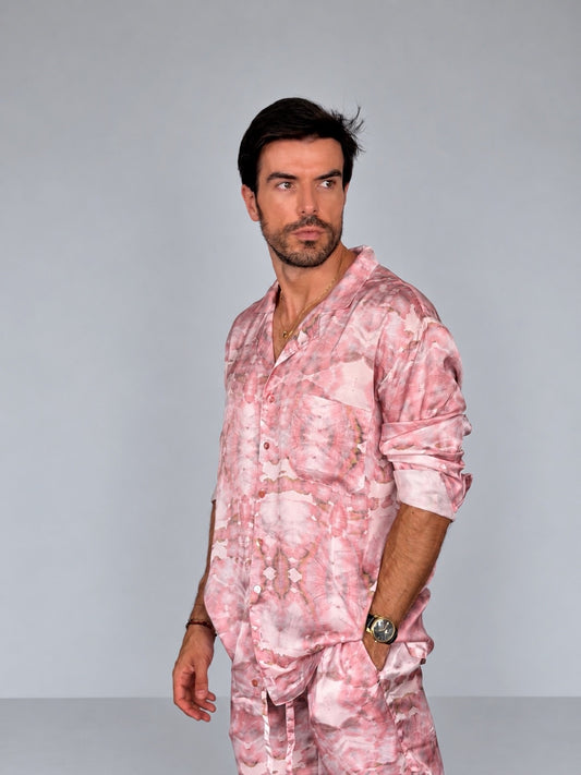 PEACH Tie Die SILK Set for Men / Party Pajama - PRE SALE