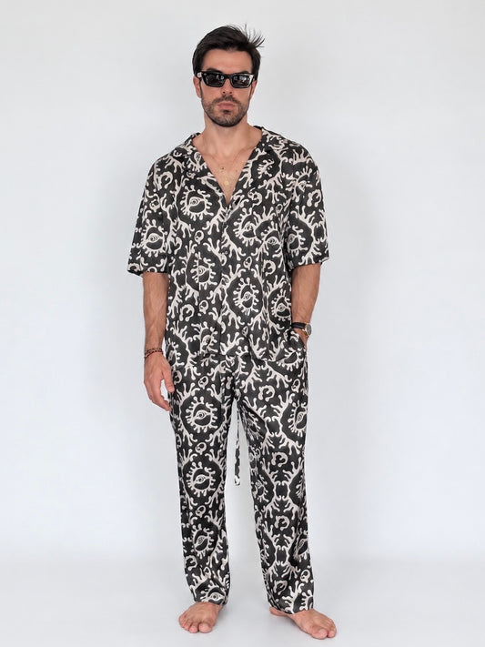 Party Pajama  - BLACK SILK Set for Men PRE SALE