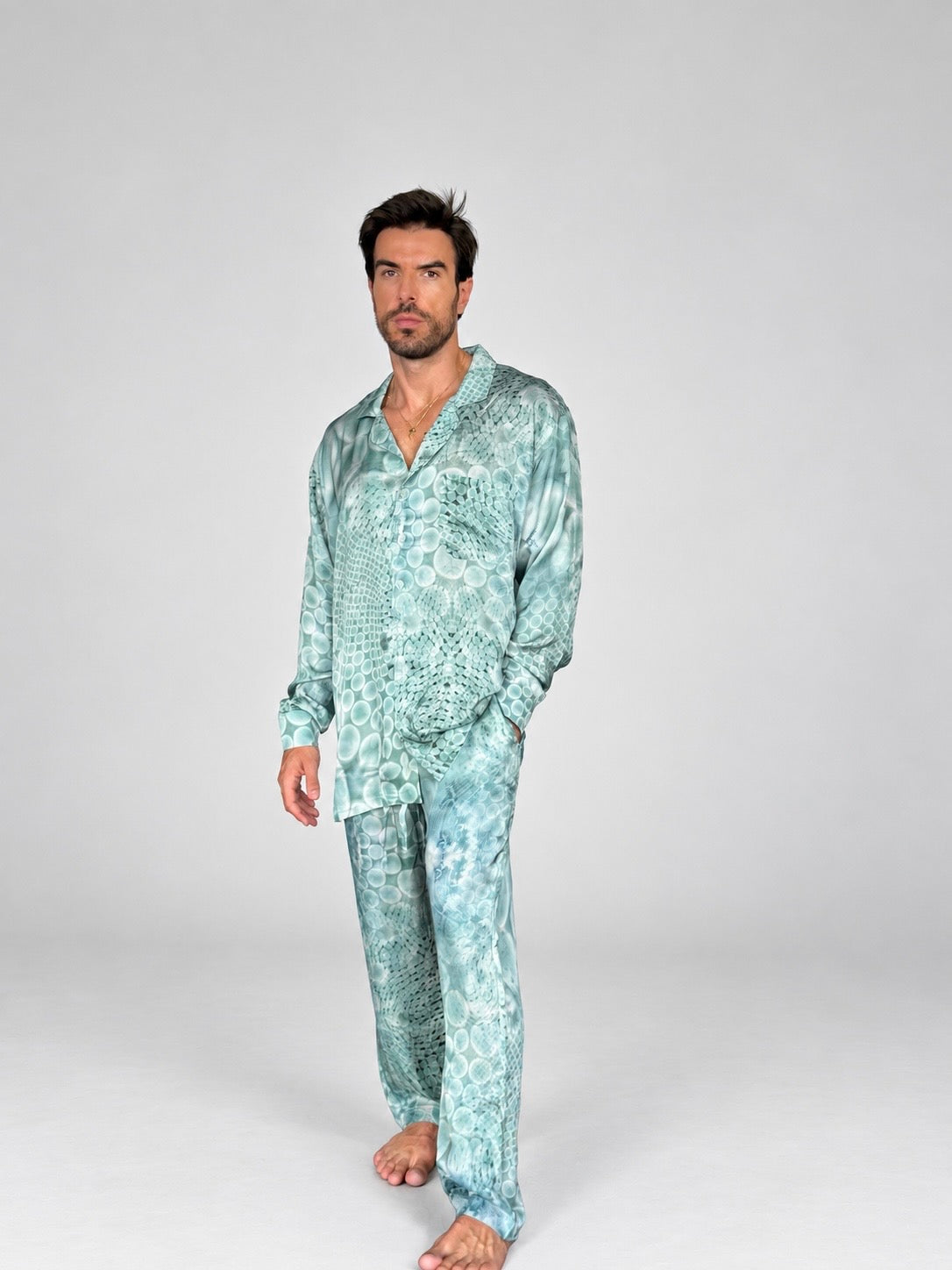 GREEN MANDALA SILK Set for Men/ Party Pajama - PRE SALE