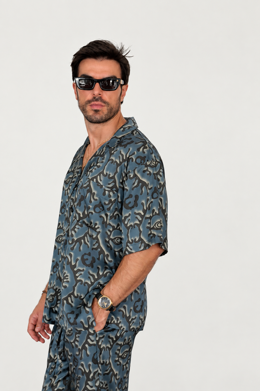 Party Pajama  - BLUE SILK Set for Men PRE SALE