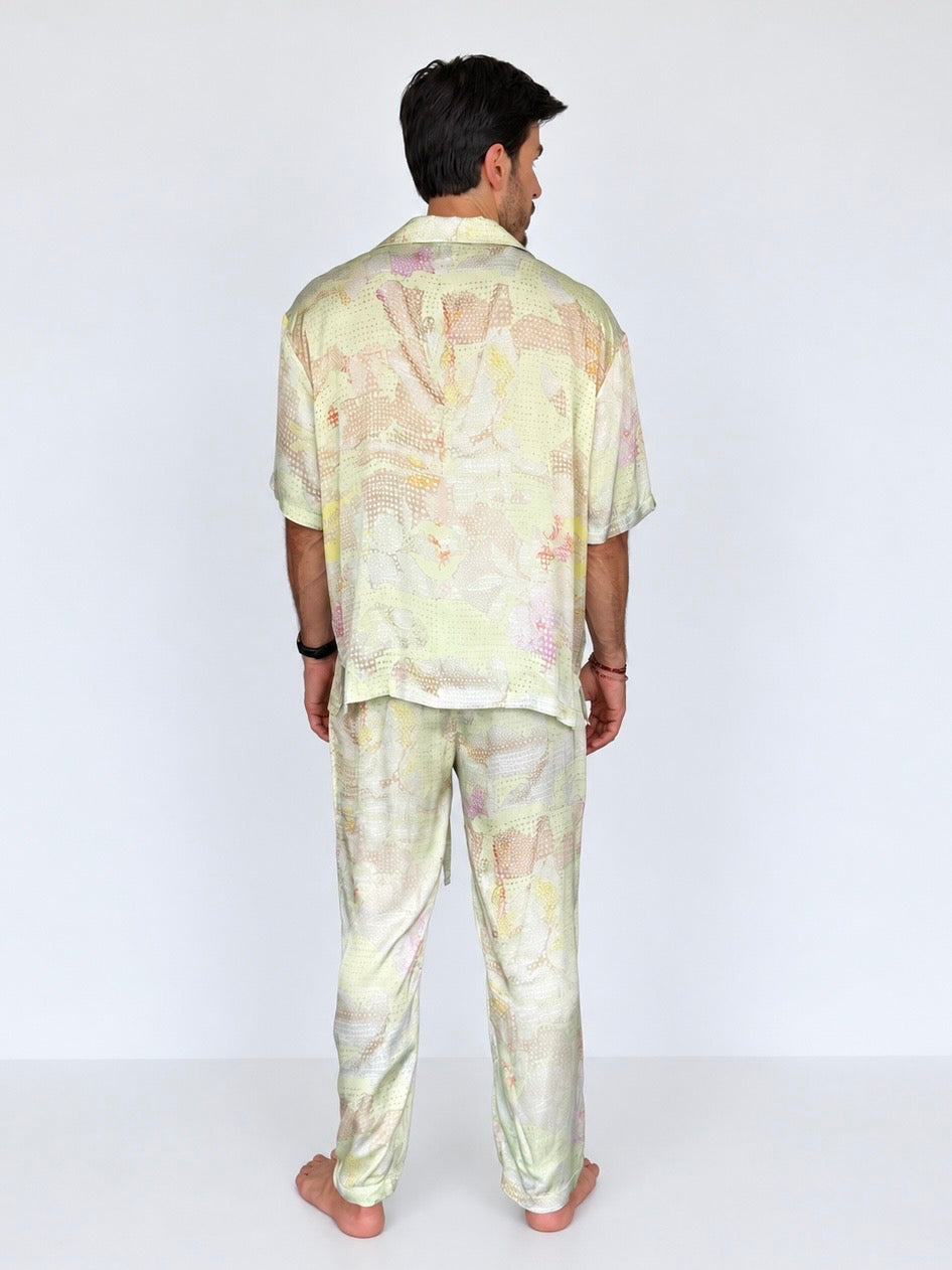 Party Pajama  - Green Dots SILK Set for Men PRE SALE