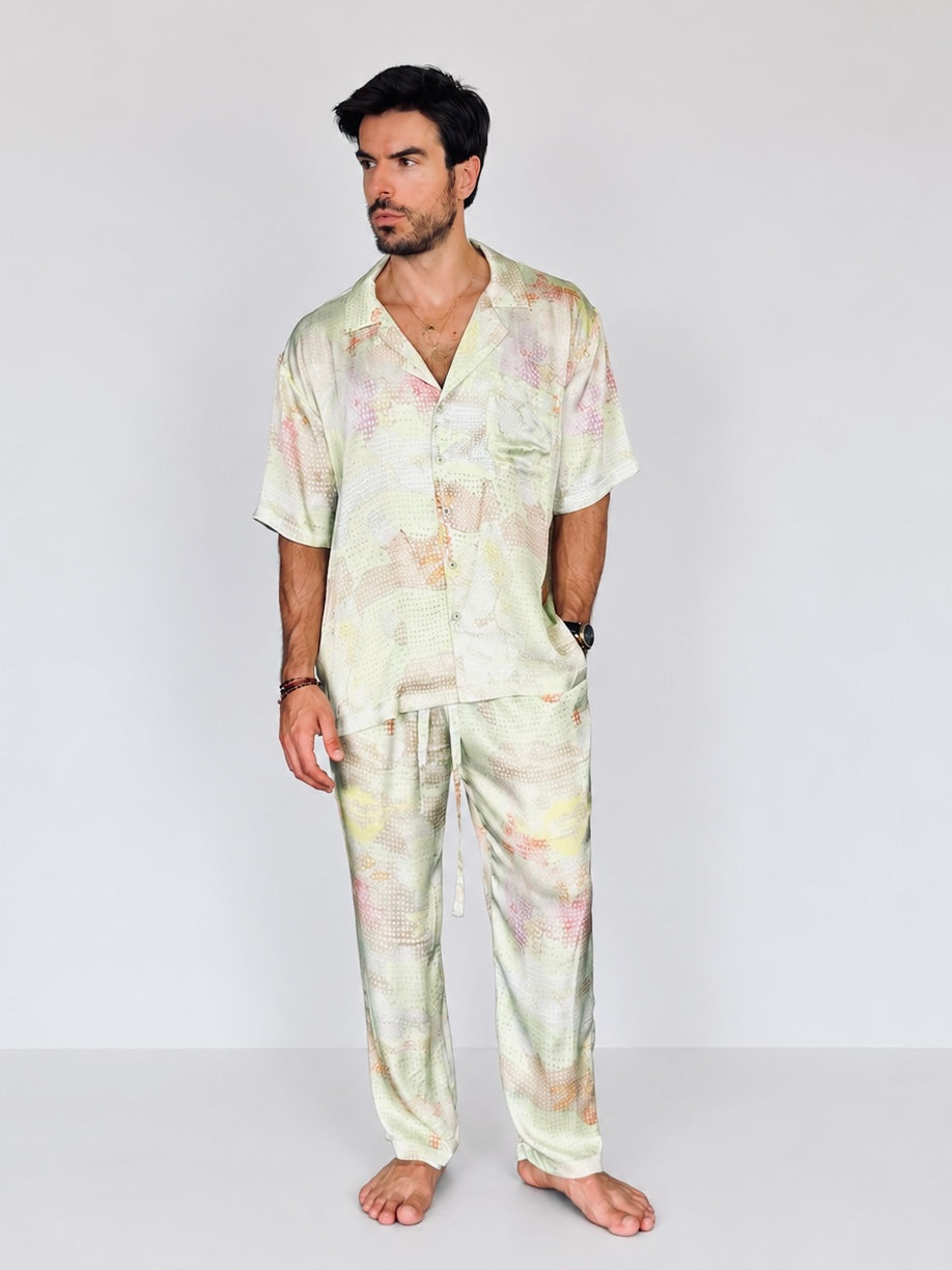 Party Pajama  - Green Dots SILK Set for Men PRE SALE