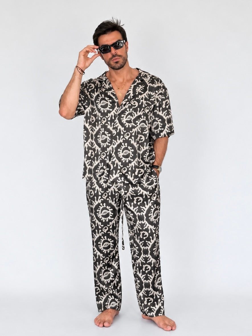 Party Pajama  - BLACK SILK Set for Men PRE SALE