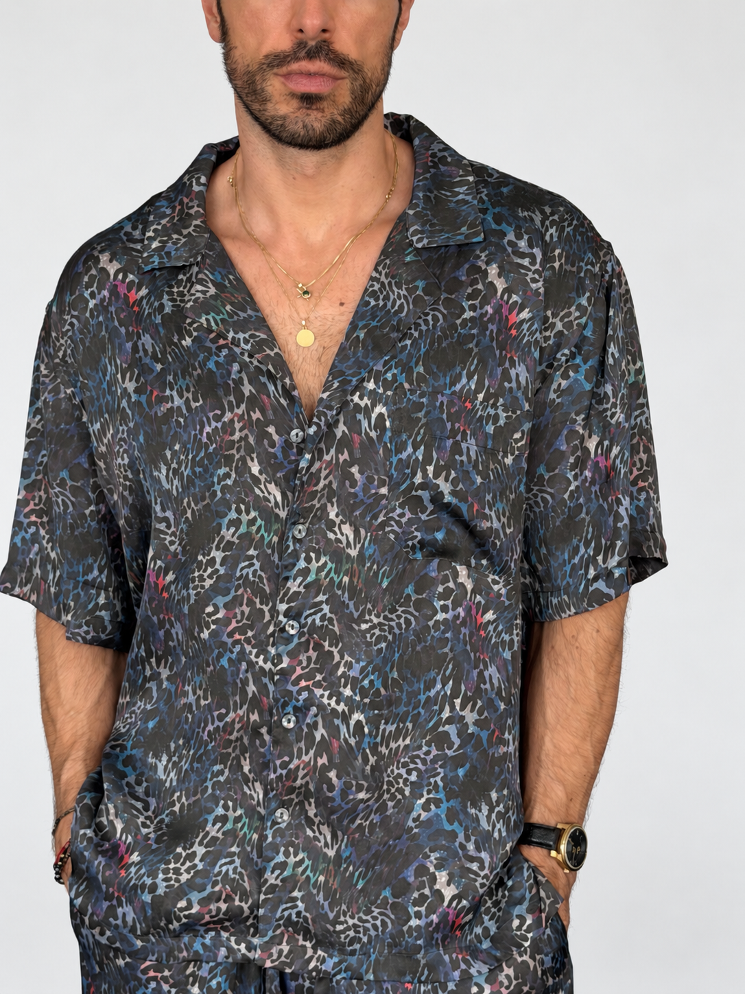 BLUE ANIMAL PRINT SILK Set for Men / Party Pajama  PRE SALE