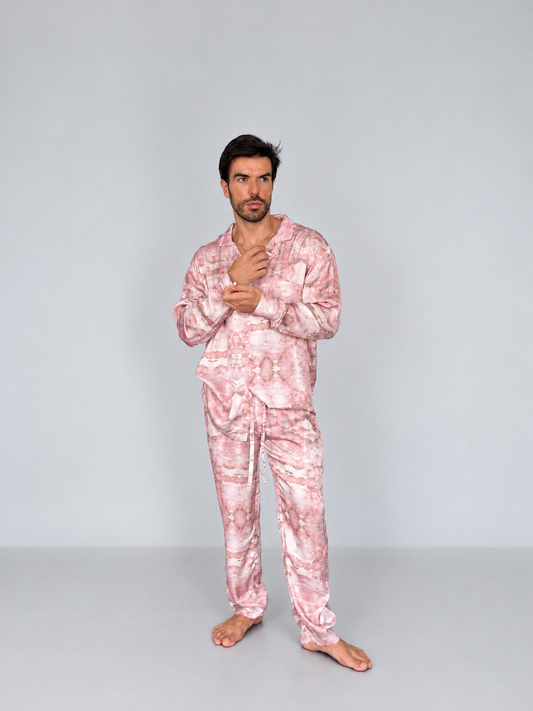 PEACH Tie Die SILK Set for Men / Party Pajama - PRE SALE