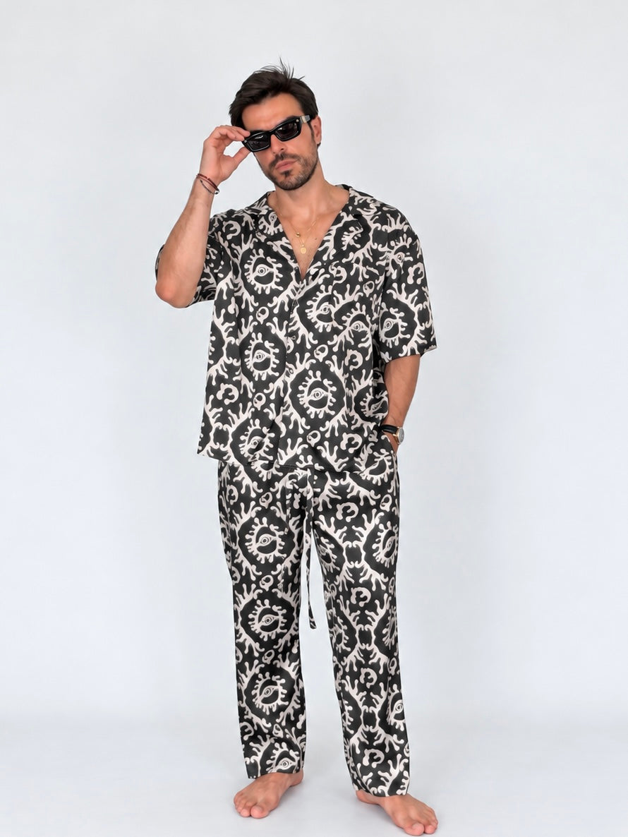 Party Pajama  - BLACK SILK Set for Men PRE SALE