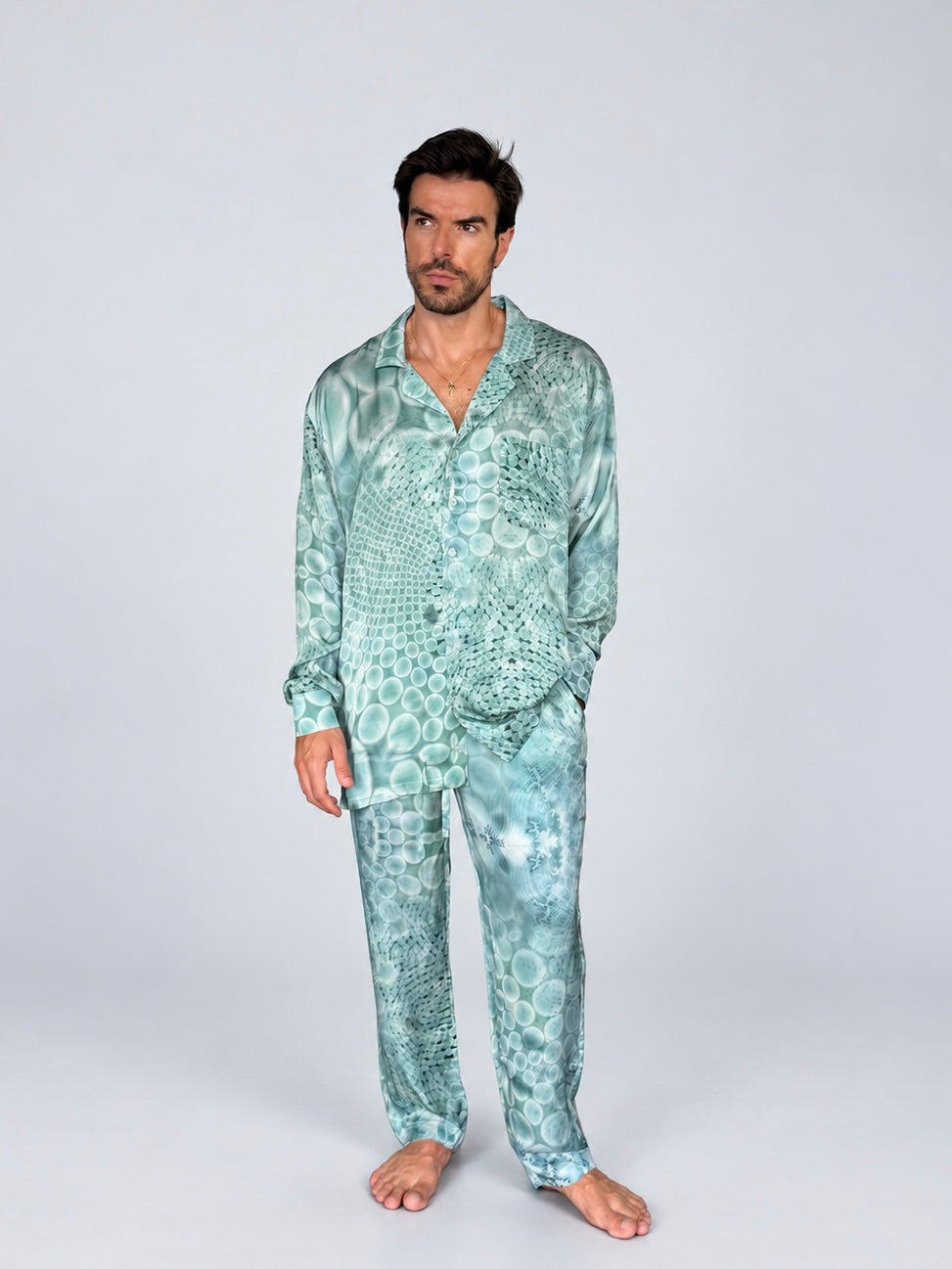 GREEN MANDALA SILK Set for Men/ Party Pajama - PRE SALE