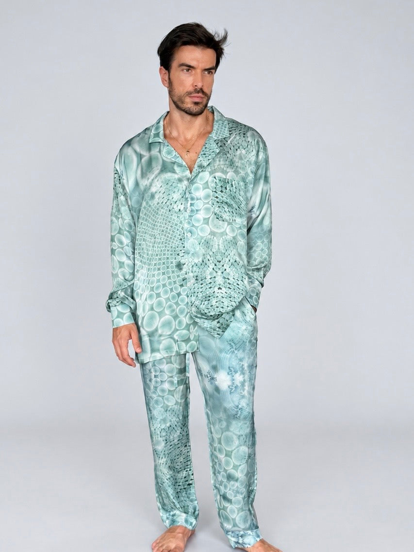 GREEN MANDALA SILK Set for Men/ Party Pajama - PRE SALE