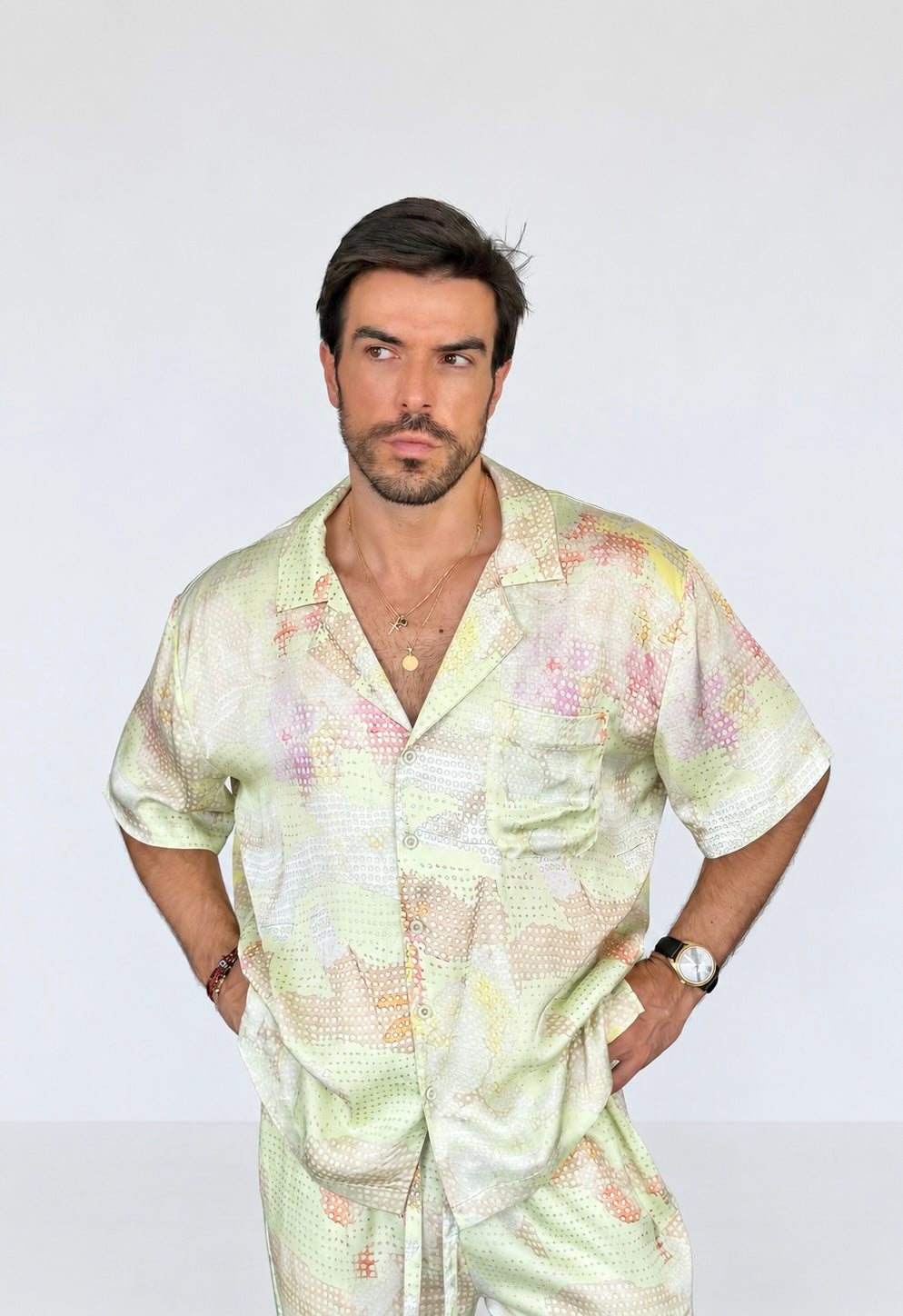 Party Pajama  - Green Dots SILK Set for Men PRE SALE