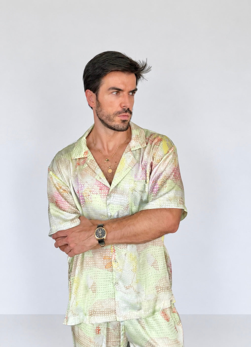 Party Pajama  - Green Dots SILK Set for Men PRE SALE