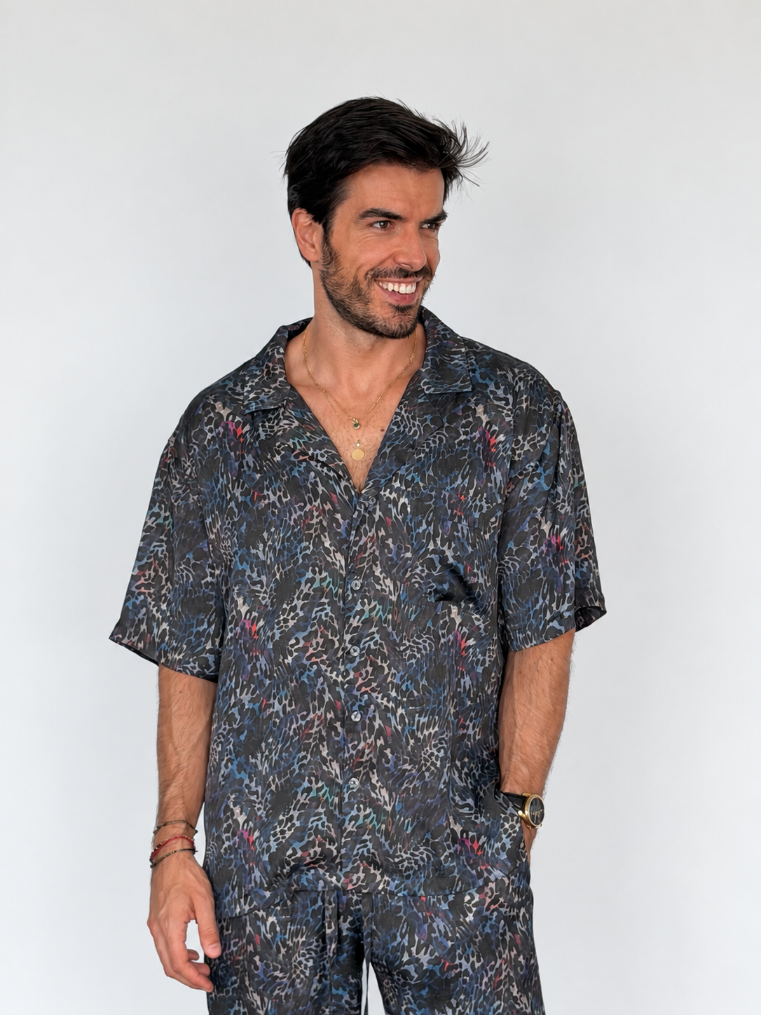 BLUE ANIMAL PRINT SILK Set for Men / Party Pajama  PRE SALE