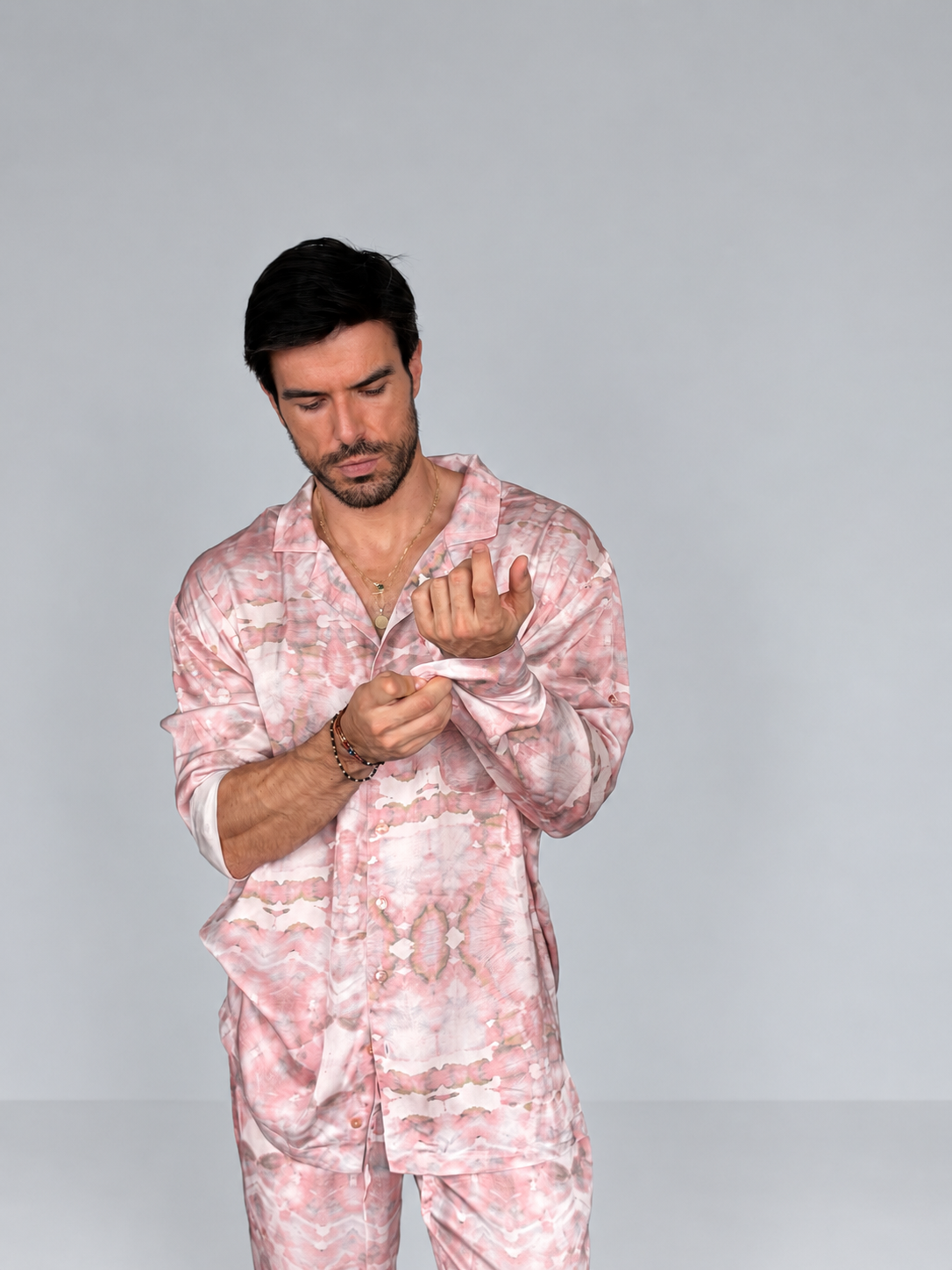 PEACH Tie Die SILK Set for Men / Party Pajama - PRE SALE