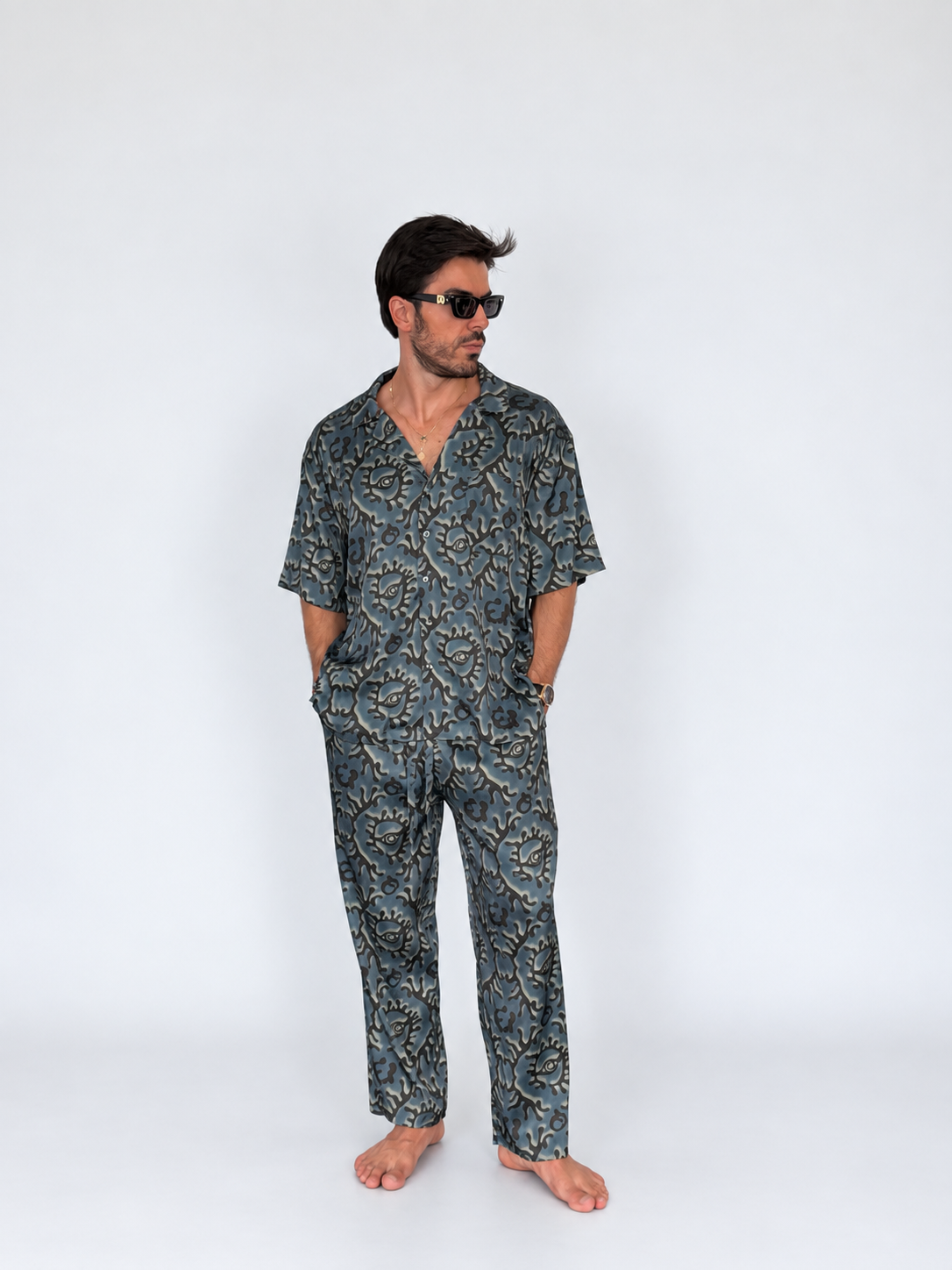 Party Pajama  - BLUE SILK Set for Men PRE SALE