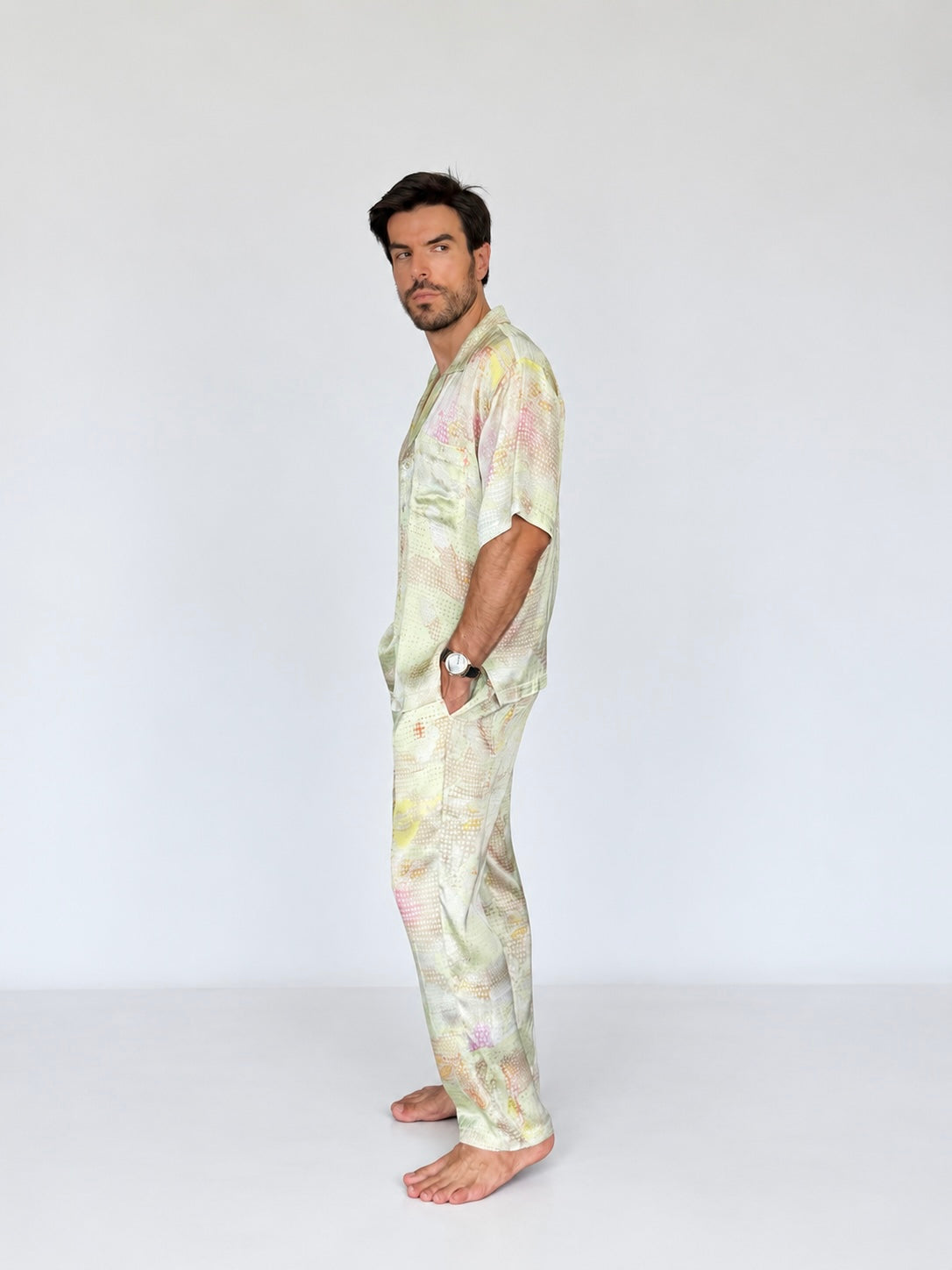 Party Pajama  - Green Dots SILK Set for Men PRE SALE