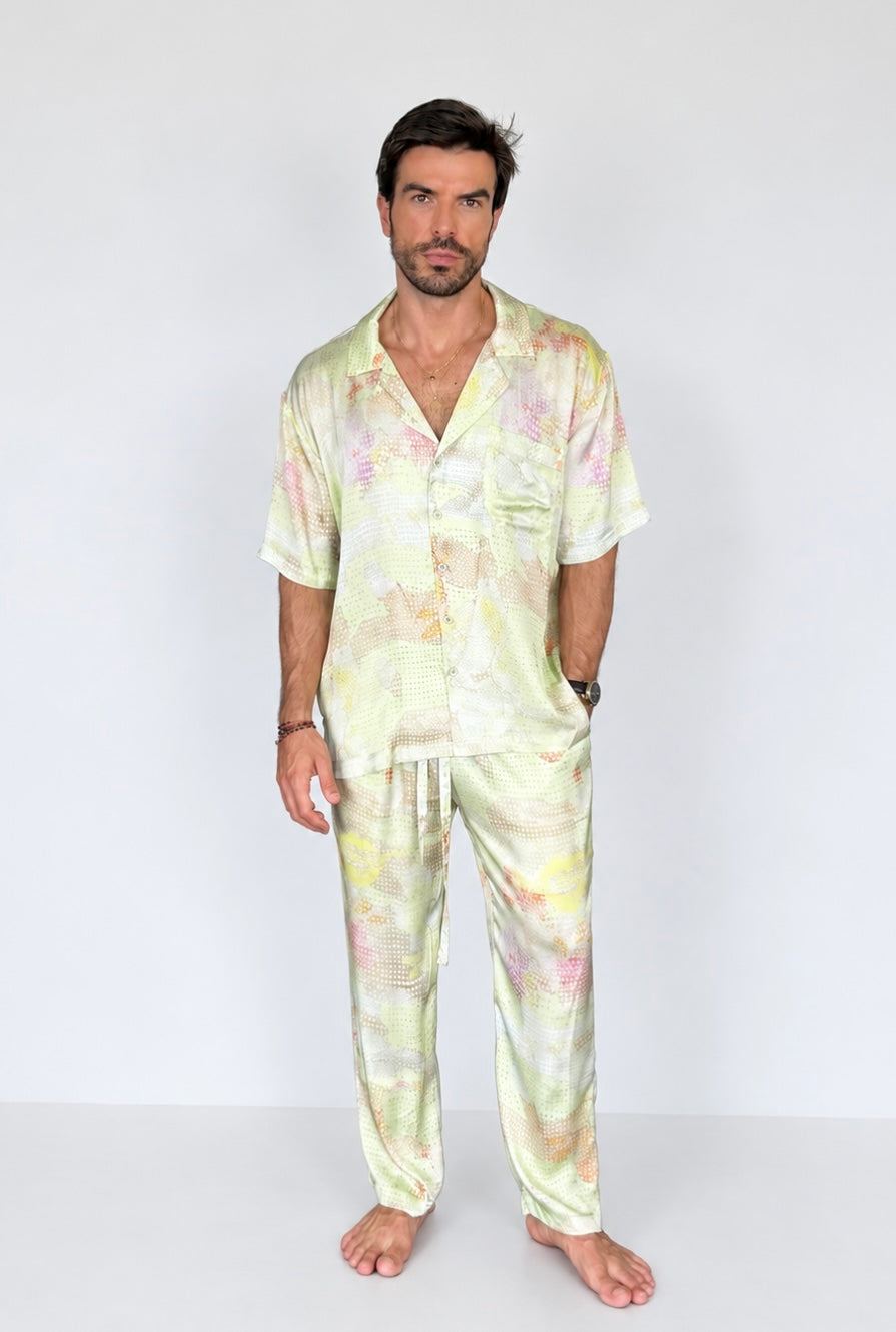 Party Pajama  - Green Dots SILK Set for Men PRE SALE