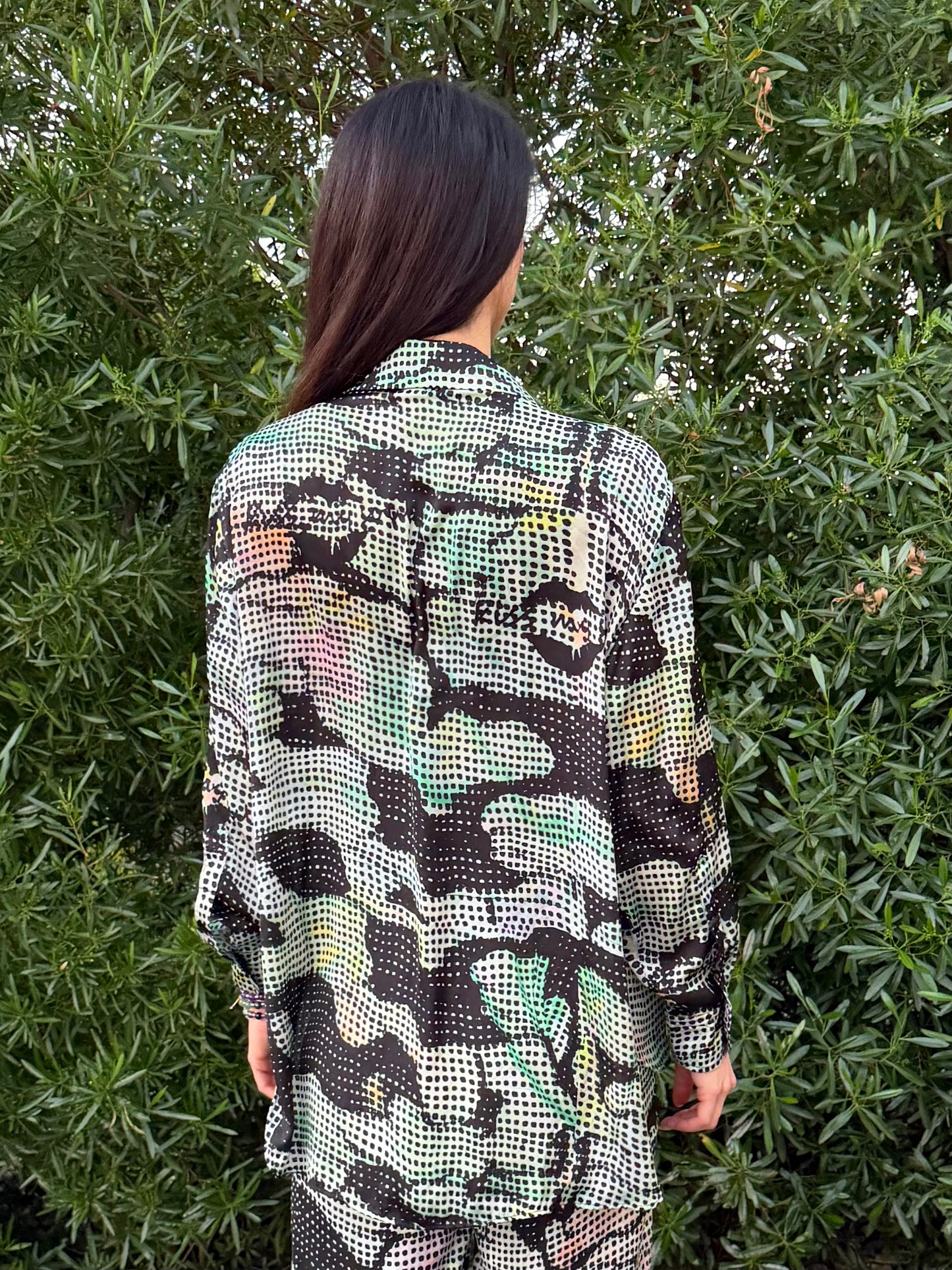 Luxury Silk Set for Women - Party pajama - Green and Black