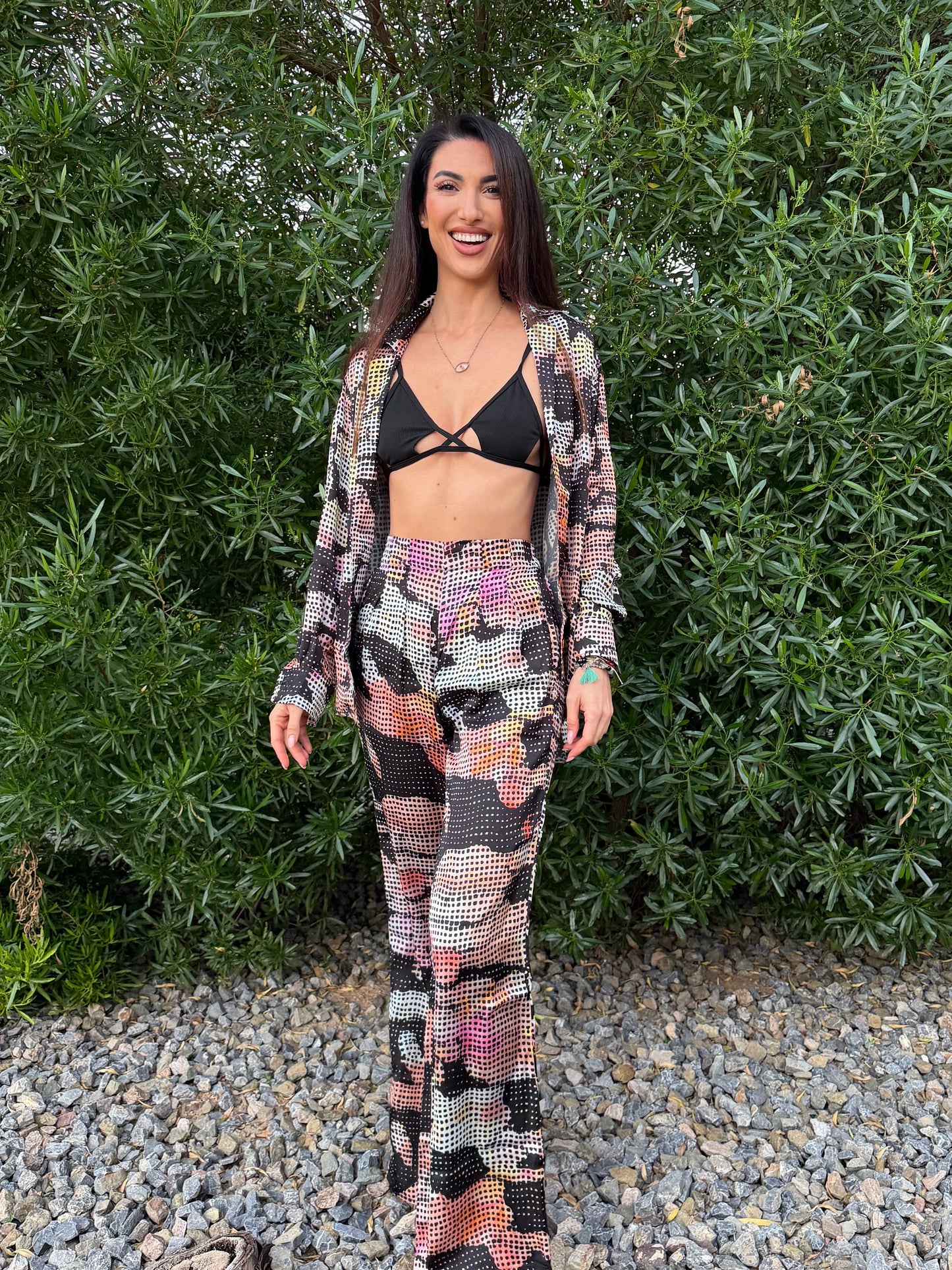 Luxury Party Pajama Silk Set orange and black