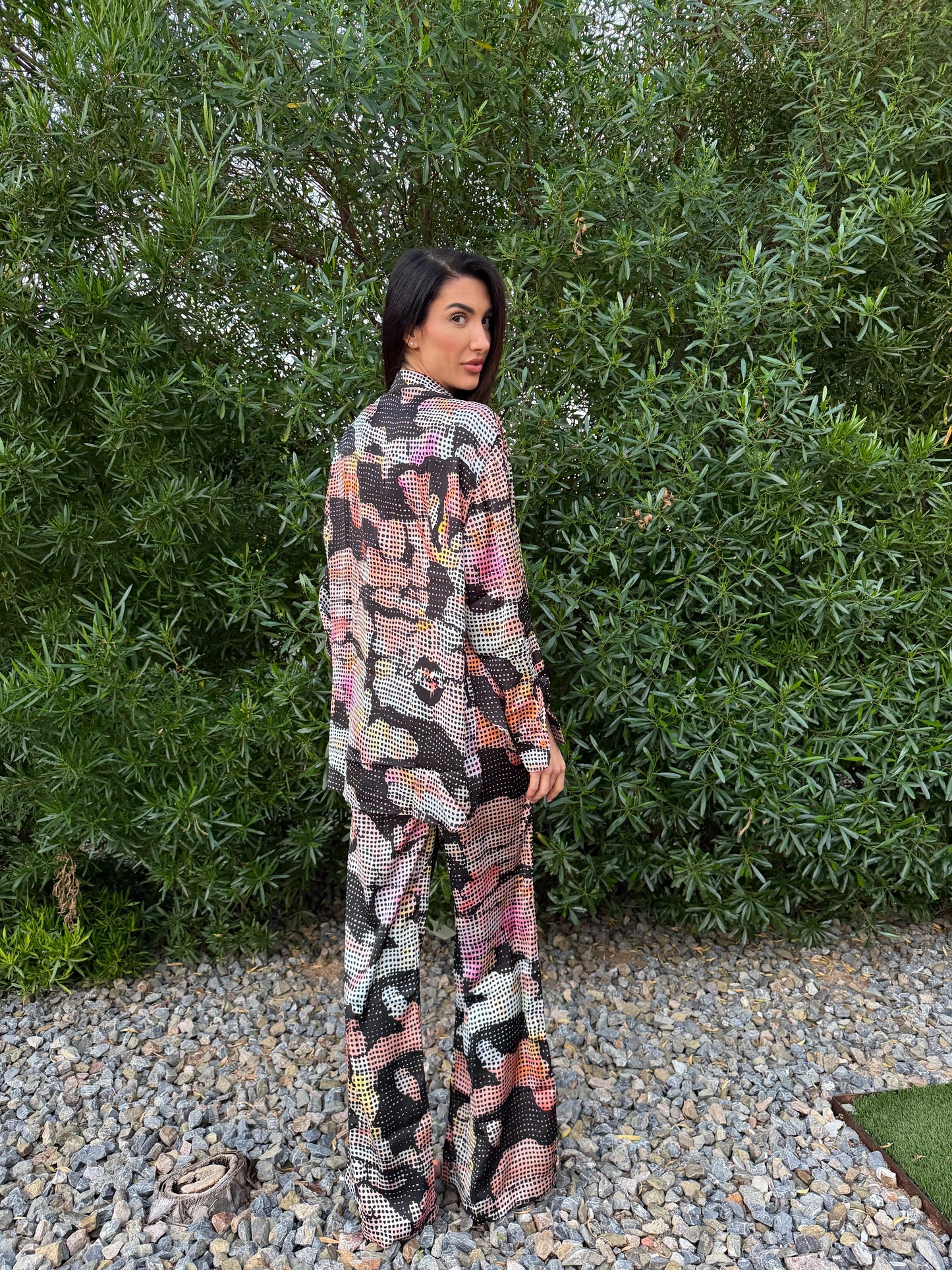 Luxury Party Pajama Silk Set orange and black