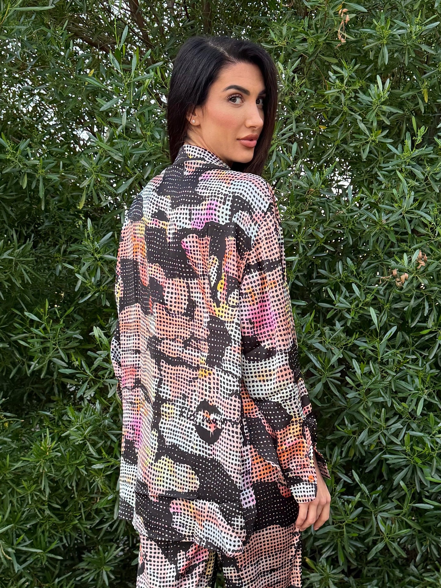 Luxury Party Pajama Silk Set orange and black